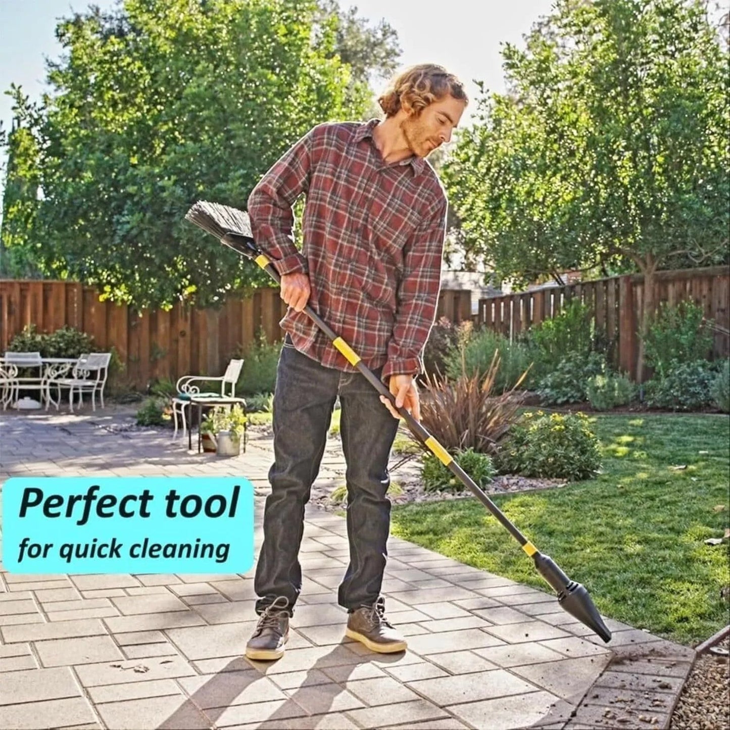 🧹 2-in-1 Broom & Blower – No More Yard Mess